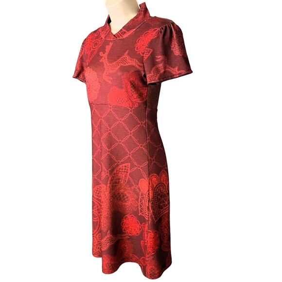 NWT ~ SMASH Embroidered Floral Butterfly Paisley Brown Knit Poet Dress ~ SMALL - Picture 3 of 8